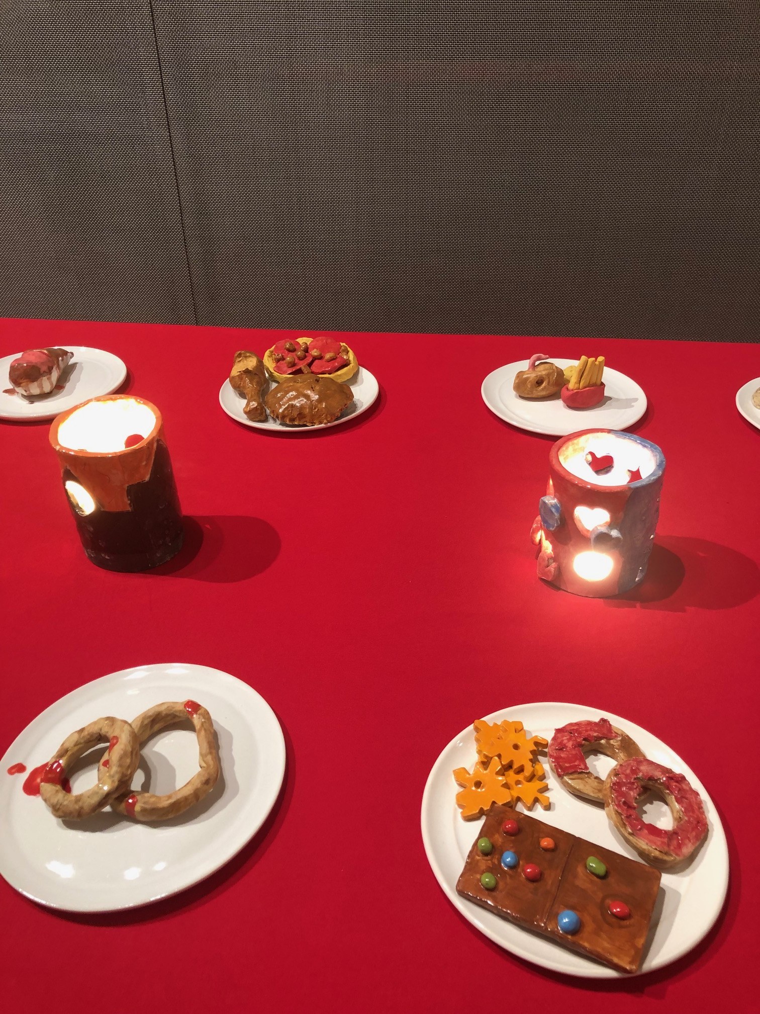 Student art at the Contemporary Art Museum St. Louis reminiscent of Judy Chicago.